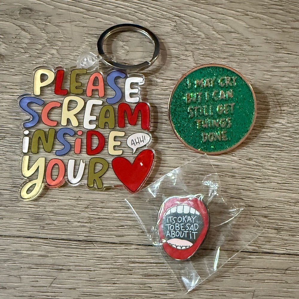 Colorful Keychain and Pins Set